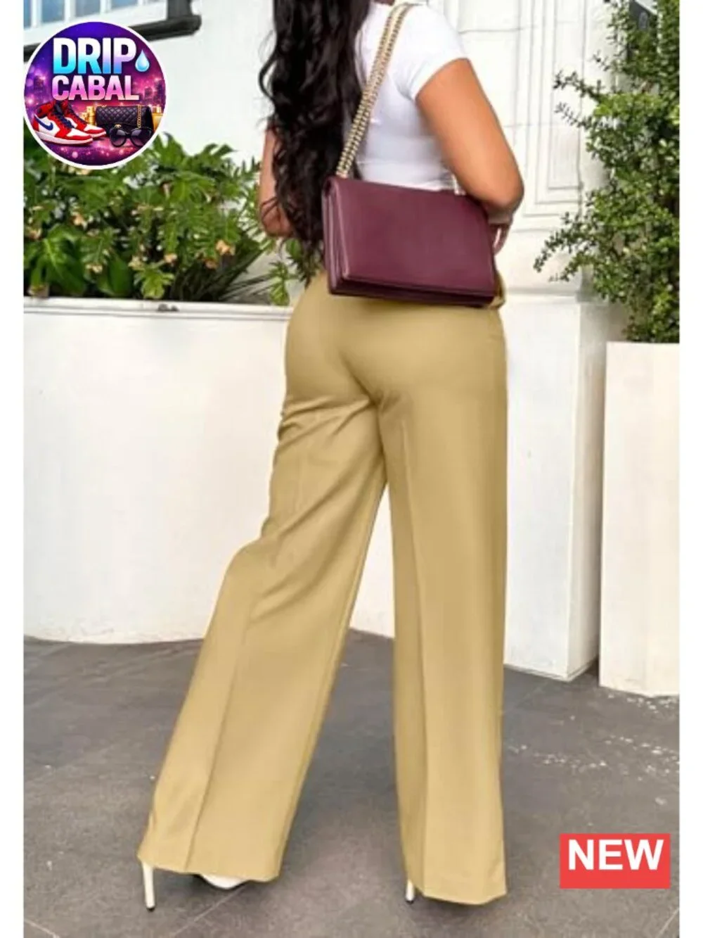 High Waisted Wide Leg Dress Pants with Pockets, Straight Leg Business Slacks